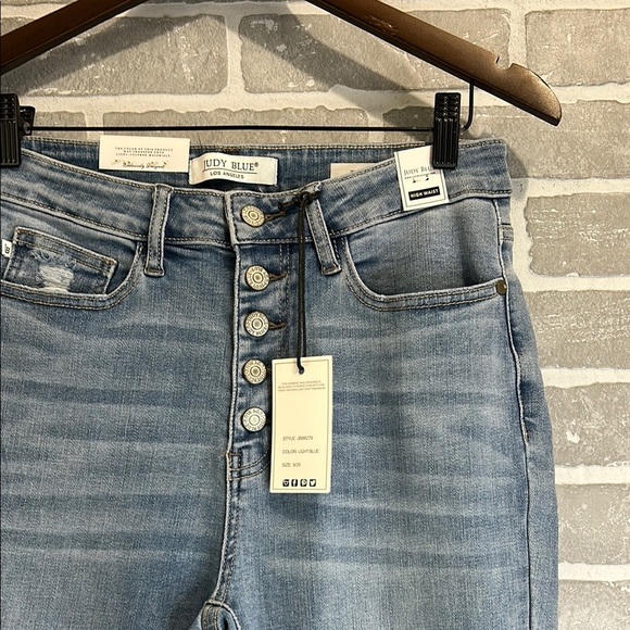 Judy‎ Blue Button Fly Skinny Blue Raw Hem Jeans Women’s Size 9/29 NWT - Picture 3 of 13